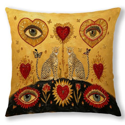 Yellow Leopard Pillow Cover 18x18 Inches - Cozy Home Decor Cushion