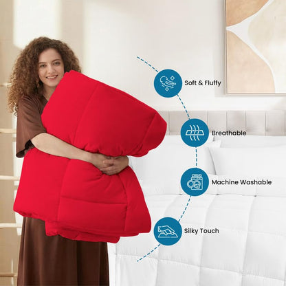 Queen Comforter 100% Egyptian Cotton 400 Series 300 GSM All Season Ultra Soft Red