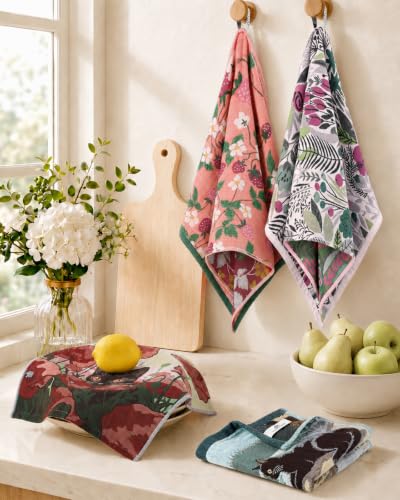 Botanical Cotton Kitchen Towels - Set of 2, Quick Dry & Highly Absorbent