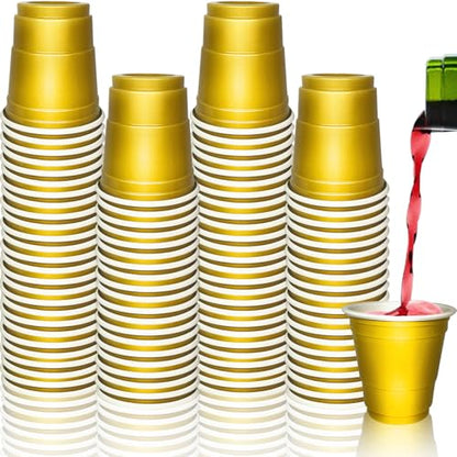 Gold Disposable Shot Glasses 2oz Bulk Party Supplies - 100 Pcs