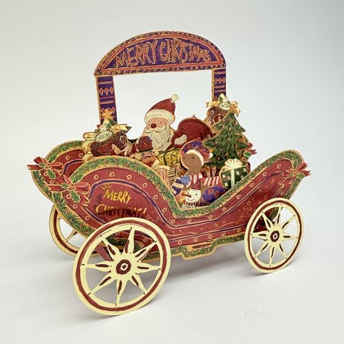 Red Christmas Vintage Car Greeting Card with Envelope for Son Granddaughter & Family