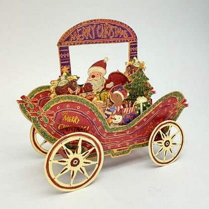 Red Christmas Vintage Car Greeting Card with Envelope for Son Granddaughter & Family