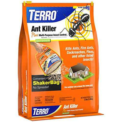 TERRO Ant Killer Plus Multi-Purpose Insect Control for Outdoors - Kills Fire Ants, Fleas, Cockroaches, and Other Crawling Insects - 3lb Shaker Bag - T901-6