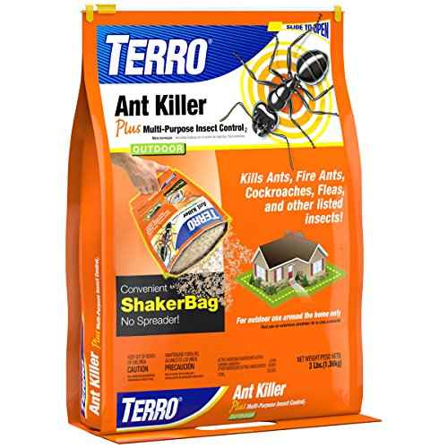 TERRO Ant Killer Plus Multi-Purpose Insect Control for Outdoors - Kills Fire Ants, Fleas, Cockroaches, and Other Crawling Insects - 3lb Shaker Bag - T901-6