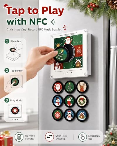 Mini NFC Record Player with Magnetic Discs & Warm LED - Style B