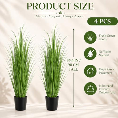 Artificial Tall Pampas Grass Plants in Pots - Indoor Outdoor Decor Set of 6