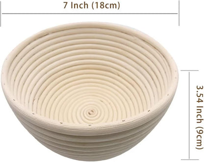 Skiennix 7-Inch Round Banneton Basket - Perfect for Bread Proofing | Includes Removable Liner, 2 Pack