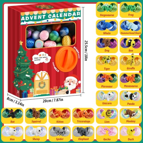24 Pcs Animal Themed Advent Calendar with 3D Printed Animal Figures & Capsule Vending Machine - Variation of THIS listing