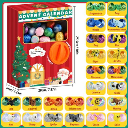 24 Pcs Animal Themed Advent Calendar with 3D Printed Animal Figures & Capsule Vending Machine - Variation of THIS listing