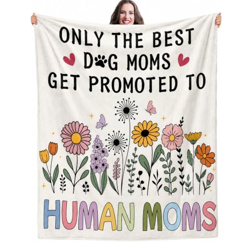 Beige Pregnancy Gift Blanket for New Moms - 60x50 Inches - Funny Dog Mom Message