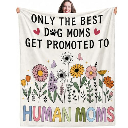 Beige Pregnancy Gift Blanket for New Moms - 60x50 Inches - Funny Dog Mom Message
