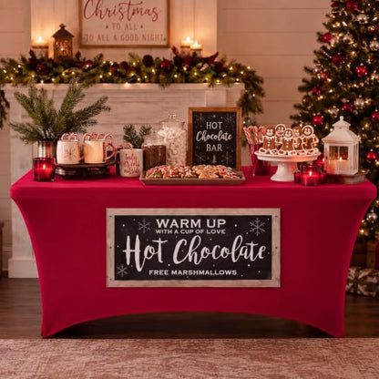 Christmas Hot Chocolate Tablecloth 6ft - Festive Party Decor, Variation: 1 / Christmas Hot Chocolate