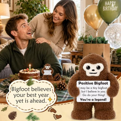 Positive Bigfoot Crochet Gift for Men - Birthday Encouragement Keepsake - Handmade Support Decor