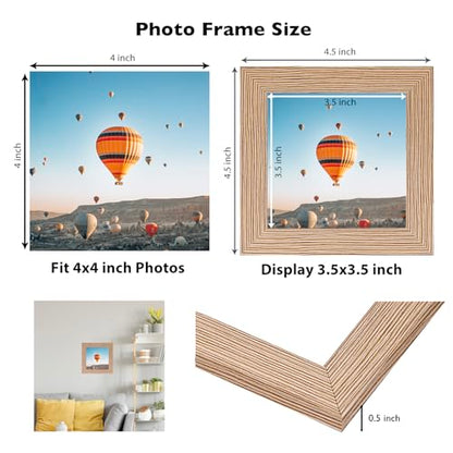 JCJMY 4x4 Picture Frame Rustic Brown for Wall Hanging or Tabletop, Wall Mounting Horizontally or Vertically, 4 x 4 Wall Gallery Poster Photo Frame with Shatter Resistant Plexiglass, Rustic Brown