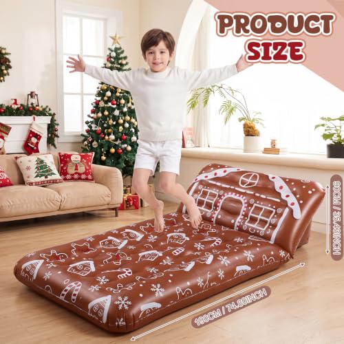 Gingerbread Christmas Movie Night Inflatable Mattress - Holiday Guest Bed