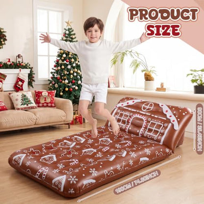 Gingerbread Christmas Movie Night Inflatable Mattress - Holiday Guest Bed