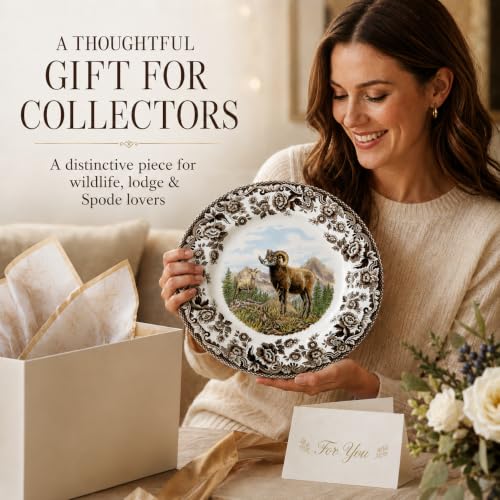 Multicolor Dinner Plate with Bighorn Sheep Motif - 10.5 Inch