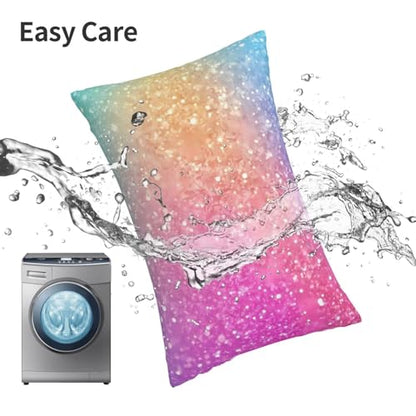 Fun Rainbow Pink Pillow Protectors 14x20inch - Decorative Soft Fleece Cover