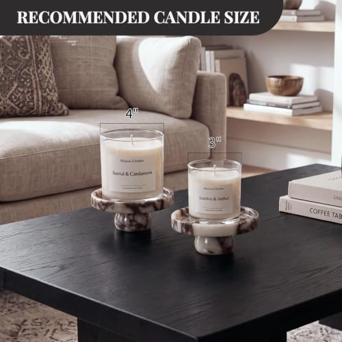 Marble Candle Tray with Jewelry Dish - Small Pedestal Holder