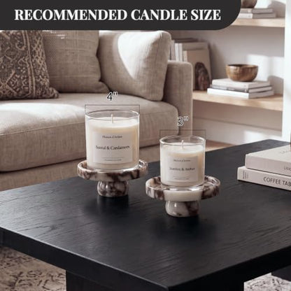 Marble Candle Tray with Jewelry Dish - Small Pedestal Holder