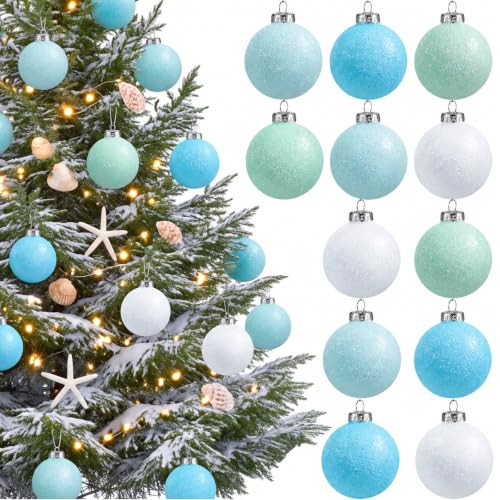 12 Coastal Christmas Tree Ornaments - 2.36 Inch Nautical Holiday Decor - Basic Style