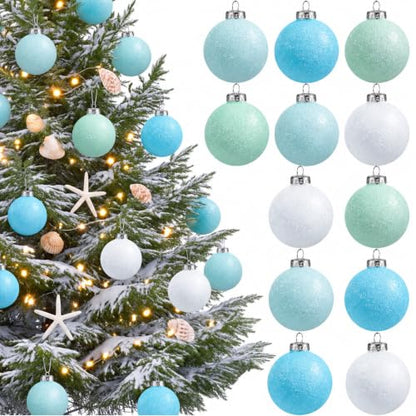 12 Coastal Christmas Tree Ornaments - 2.36 Inch Nautical Holiday Decor - Basic Style