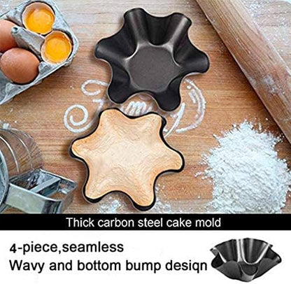 Skiennix Tortilla Pan Set - Non-Stick Carbon Steel Taco Salad Bowl Makers | 6 Pcs Fluted Design