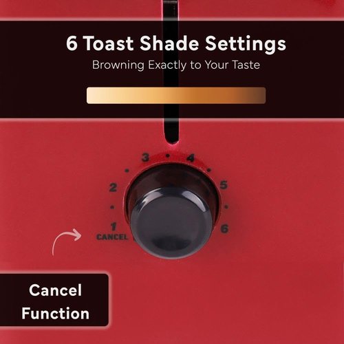 Courant 2-Slice Toaster - Cool Touch Design with Extra Wide Slots & 6 Shade Settings | Red