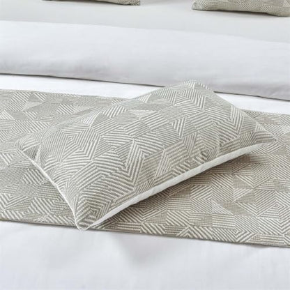 Gray Polyester Striped Bed Runner & Cushion Set 18x83in for Sofa Bedroom Hotel