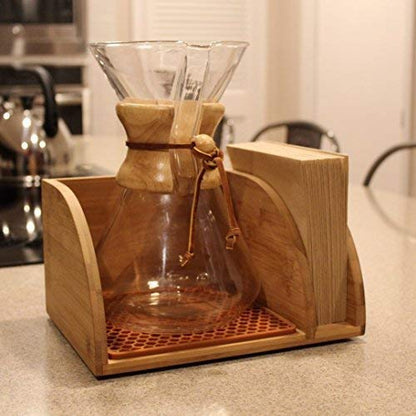 Blue Horse Caddy with Matching Brown Mat compatible with Chemex Coffee Maker