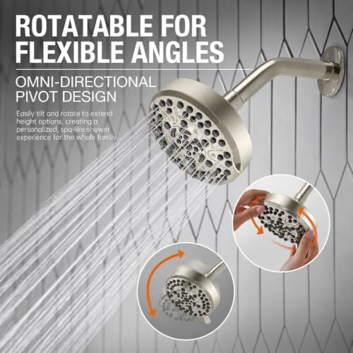Lava Odoro 10-Mode Brushed Nickel Rain Shower Head Without Shower Arm - SH803-BN