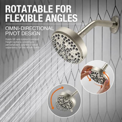 Lava Odoro 10-Mode Brushed Nickel Rain Shower Head Without Shower Arm - SH803-BN