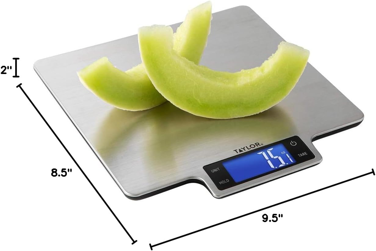 Taylor 22lb Ultra-Precise Digital Kitchen Scale - Stainless Steel Design, Silver Finish