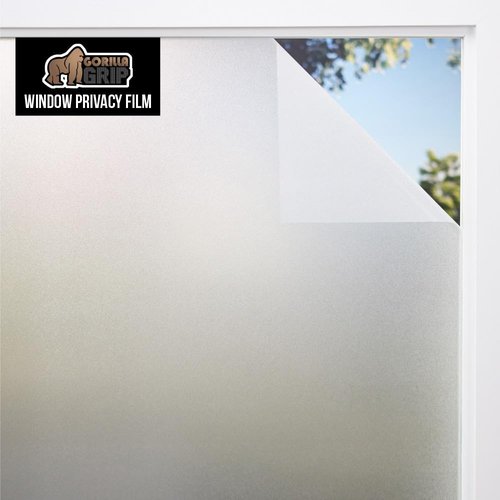 Gorilla Guard Window Privacy Film, Removable Two Way Sun Blocking, Reusable No Residue Stickers, Strong Static Clings to Glass Windows, Decorative Bathroom Door Coverings, 11.8 x 78.7 Inch, Frosted