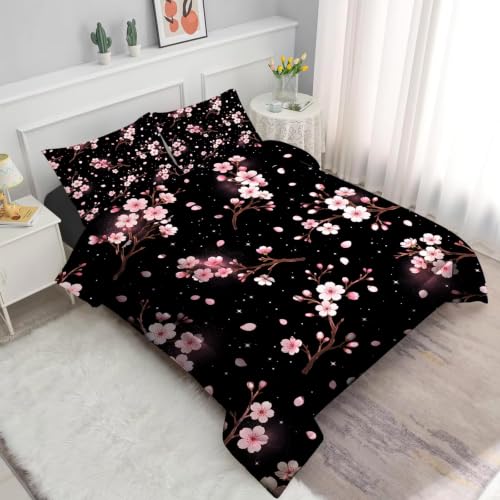 Full Size Floral Comforter Set - Pink Botanical Bedding, 3-Piece, Includes Pillowcases - Floral 06