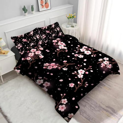 Full Size Floral Comforter Set - Pink Botanical Bedding, 3-Piece, Includes Pillowcases - Floral 06