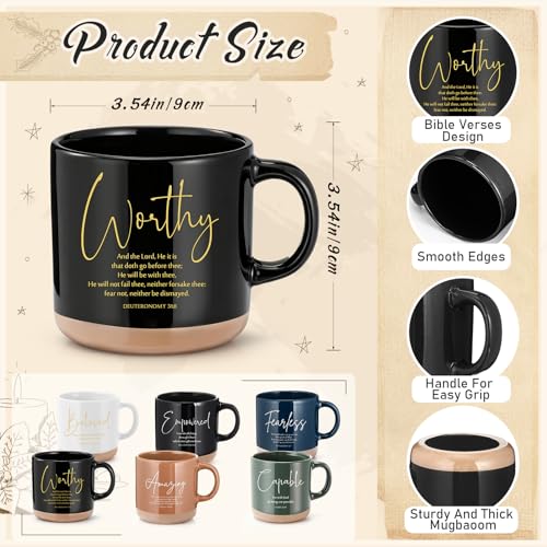 Dark Bible Verse Coffee Mug Set - Christian Church Gift, 13oz, Neutral Black, 18 Pieces