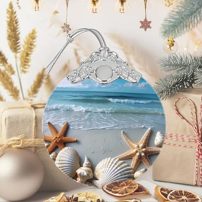3-Inch Stained Glass Christmas Ornament - Starfish and Seashells Heirloom Keepsake