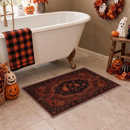 Halloween Pumpkin Maple Leaf Rug 2x10 Runner Non Slip Indoor Outdoor Decor