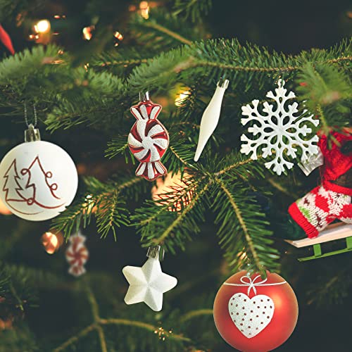 Red and White Christmas Tree Ornaments Set - 70 Pcs Holiday Decorations