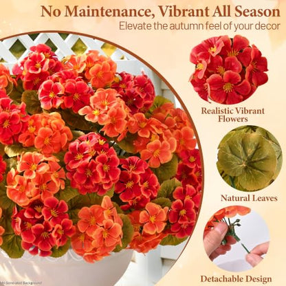 Mixed Orange 8-Pack Artificial Fall Flowers for Outdoors and Indoor Decor