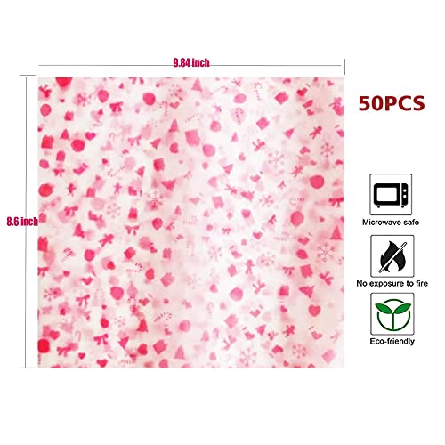 Christmas Snowflakes Wax Paper Sheets - Waterproof Food Wraps for Baking & Packaging, 50 Sheets