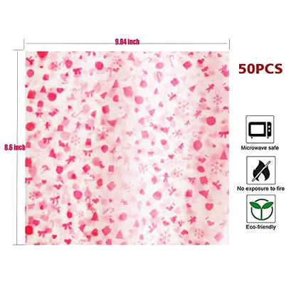 Christmas Snowflakes Wax Paper Sheets - Waterproof Food Wraps for Baking & Packaging, 50 Sheets