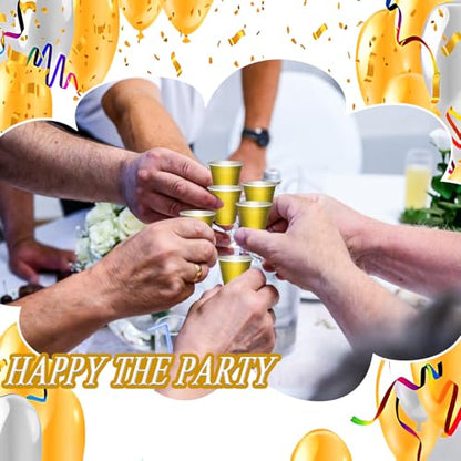 Gold Disposable Shot Glasses 2oz Bulk Party Supplies - 100 Pcs