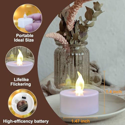Warm White Flameless LED Tea Lights with Remote & Timer - 12 Pack