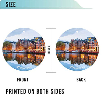 Amsterdam Christmas Ornament - Netherlands Holiday Keepsake, Double-Sided Ceramic Decor - Variation: Amsterdam