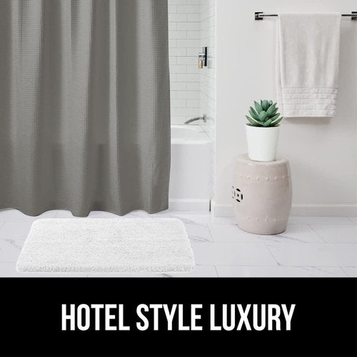 GORILLA GRIP Waffle Shower Curtain, Thick Weighted Fabric, Wrinkle and Rust Resistant, Classic Hotel Quality Design, Heavy Duty Long Curtains for Bathroom Showers, Bath Tubs, Machine Wash, 72x72, Gray