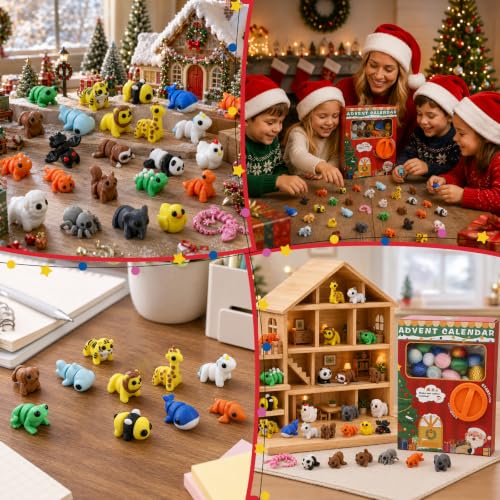 24 Pcs Animal Themed Advent Calendar with 3D Printed Animal Figures & Capsule Vending Machine - Variation of THIS listing