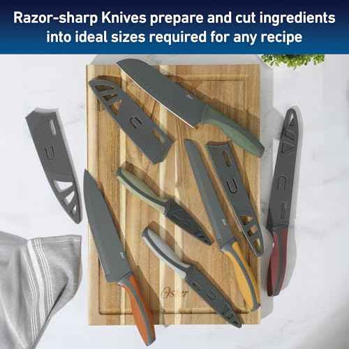 Oster Ronnan 12 Piece Knife Set, 6 Assorted Color Knives w/Nonstick Blades and 6 Sheaths - Cuchillos Para Cocina