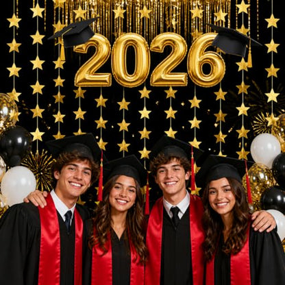 Gold Star Garland Decorations 8PCS 105FT Party Hanging String - Variation 01-Gold